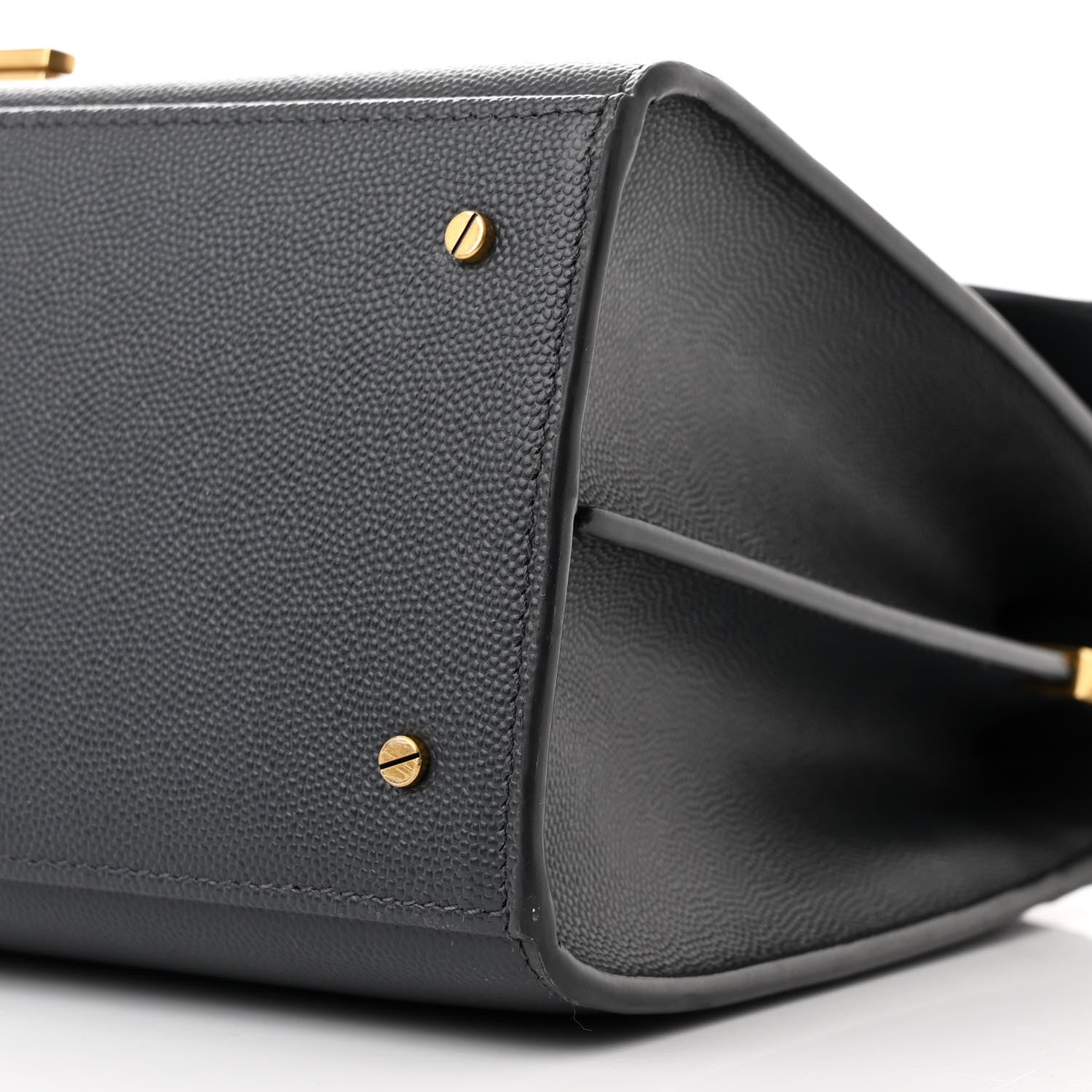 Saint Laurent Grain de Poudre Medium Classic Monogram Cassandra Top Handle Dark Smog 10 of 11