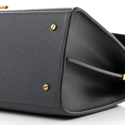 Saint Laurent Grain de Poudre Medium Classic Monogram Cassandra Top Handle Dark Smog 10 of 11