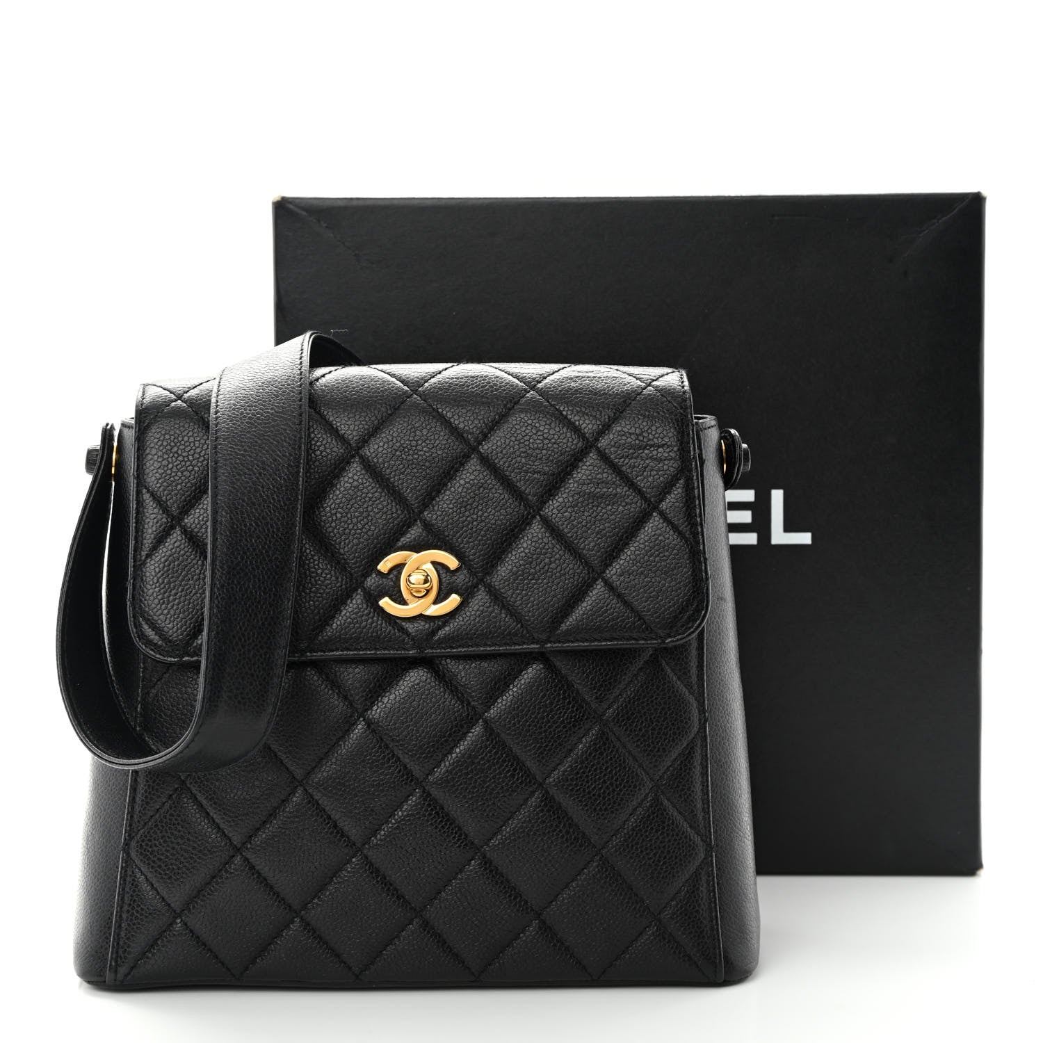 Chanel Caviar Quilted Flap Shoulder Bag Black Black 16 of 16