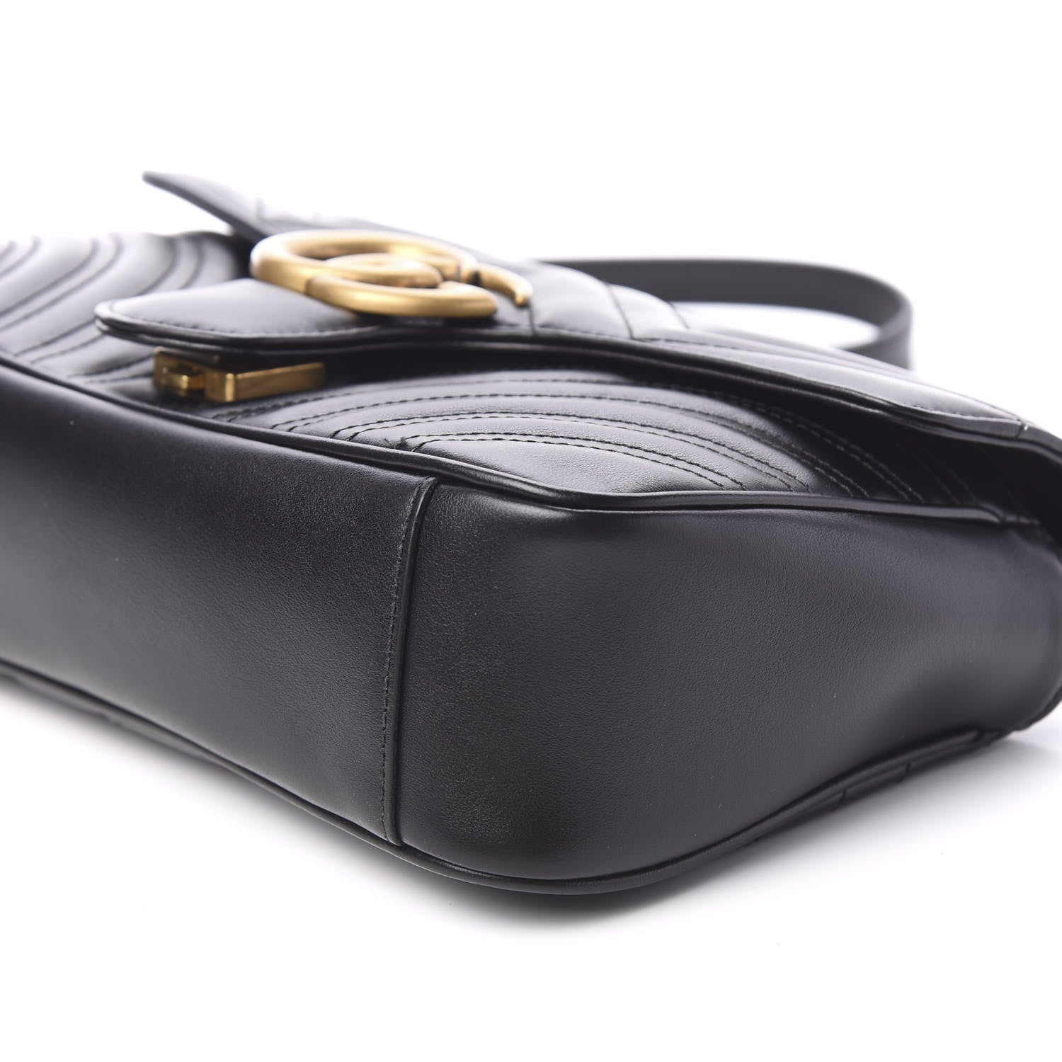 Gucci Calfskin Matelasse Small GG Marmont Shoulder Bag Black 8 of 10