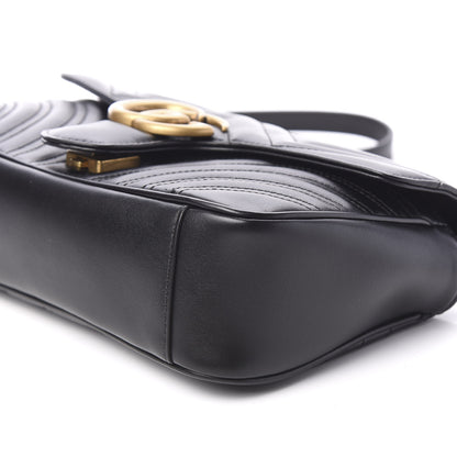 Gucci Calfskin Matelasse Small GG Marmont Shoulder Bag Black 8 of 10