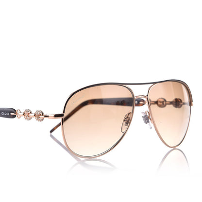 Gucci Crystal Aviator Marina Chain Sunglasses GG 4239/N/S Gold Havana 8 of 9