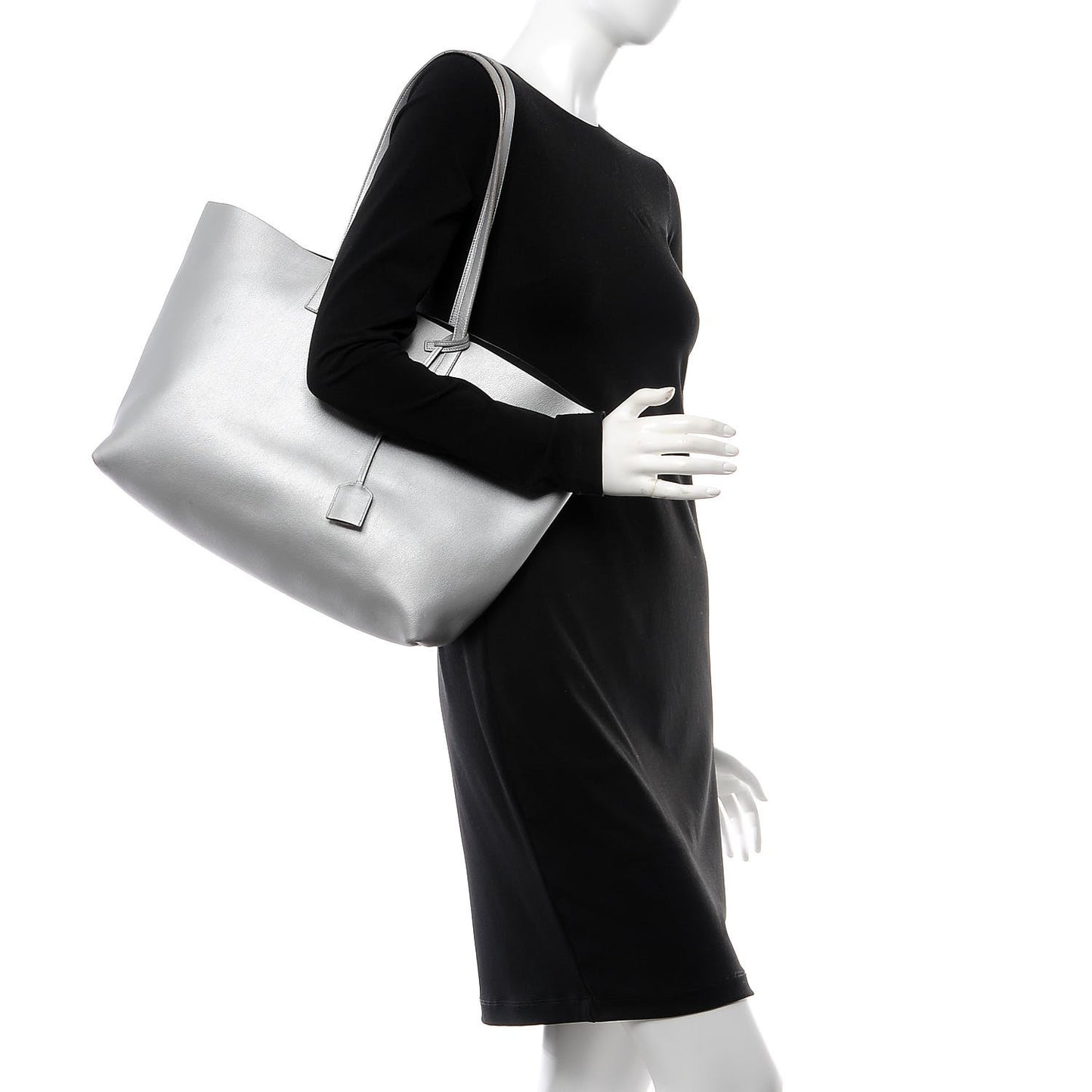 Metallic Calfskin Large Shopping Tote