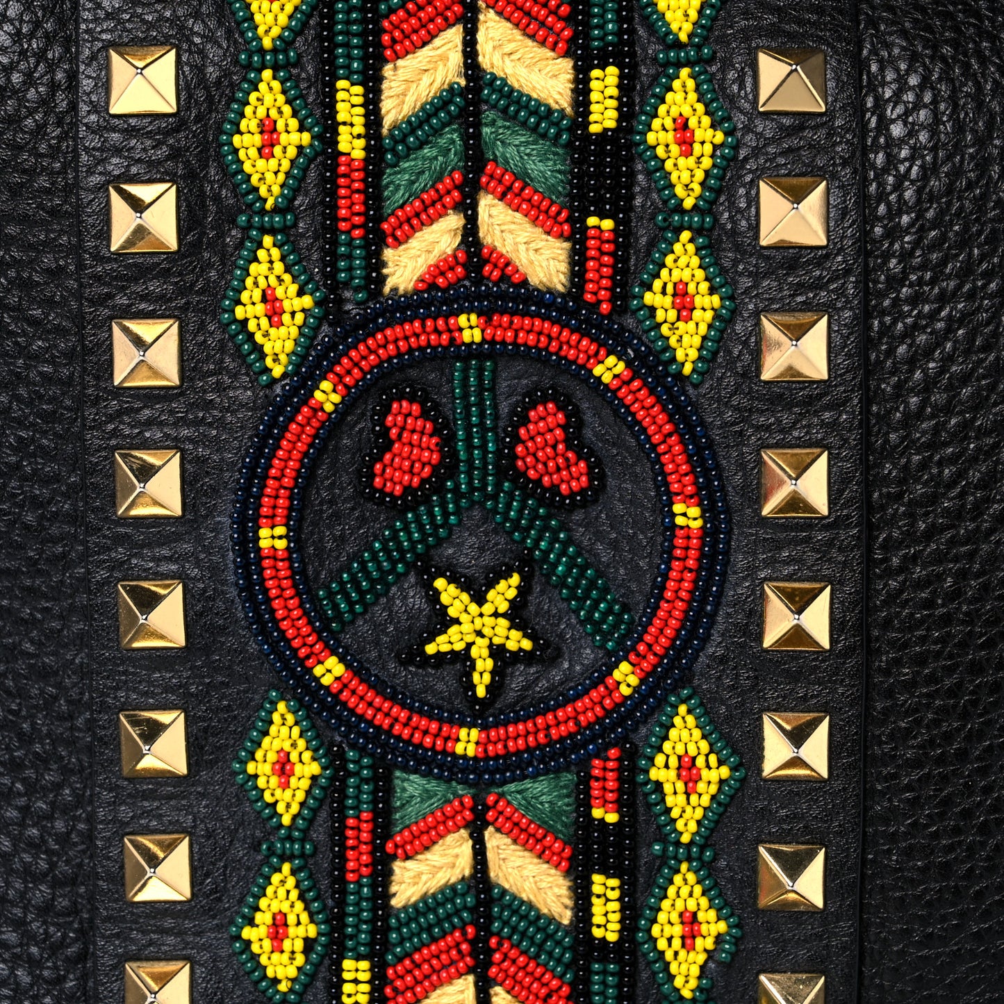 Grained Calfskin Jamaica Beaded My Rockstud Tote Black