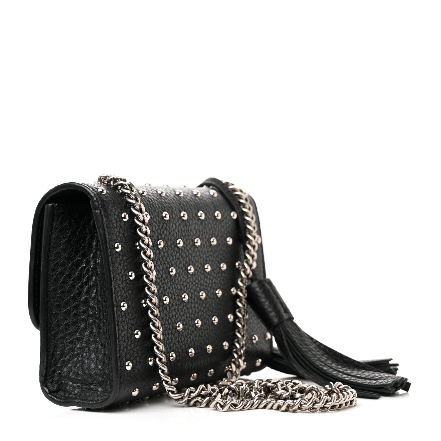 Gucci Calfskin Small Studded Miss Bamboo Shoulder Bag Black 2 of 12