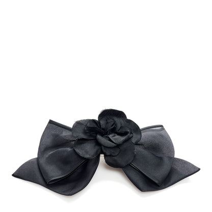 Chanel Satin Camellia Hair Clip Bow Black 1 of 4