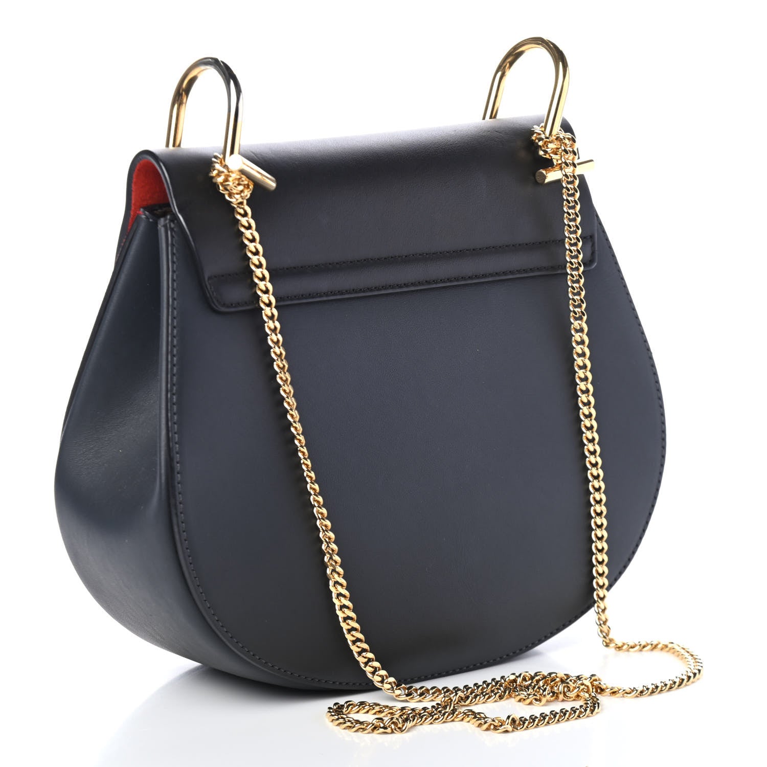 Chloe Suede Smooth Calfskin Drew Shoulder Bag Plaid Red 2 of 5