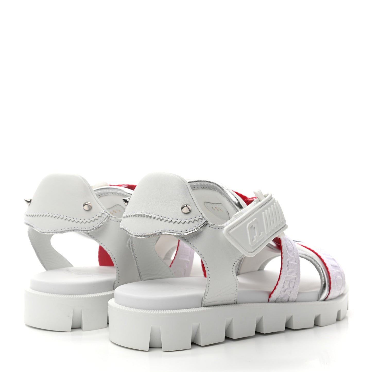 Calfskin Velcrissimo Flat Sandals 35.5 Blanco Silver