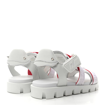 Christian Louboutin Calfskin Velcrissimo Flat Sandals 35.5 Blanco Silver 4 of 8