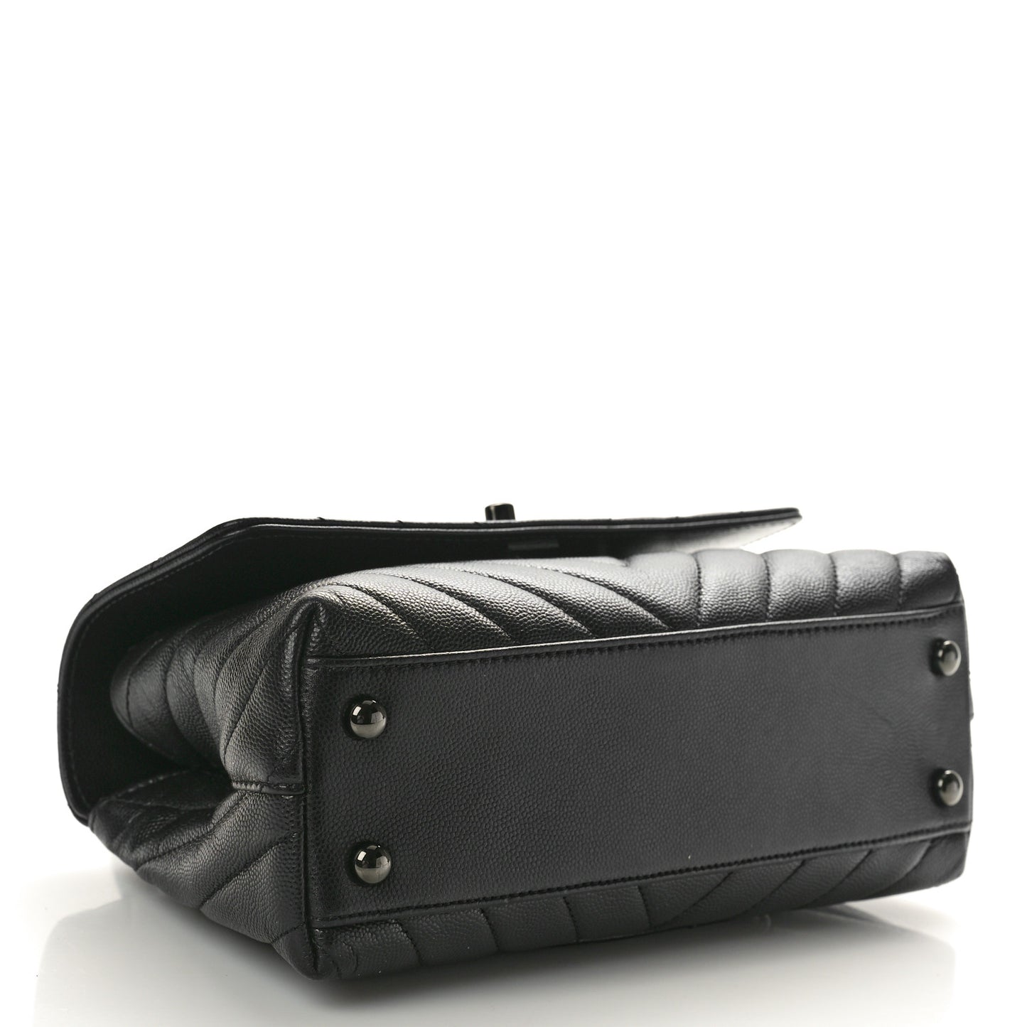 Caviar Chevron Quilted Mini Coco Handle Flap So Black