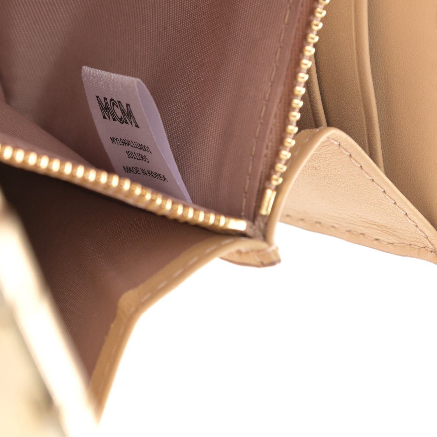 MCM Visetos Calfskin Large Patricia Wallet On Chain Beige 6 of 10