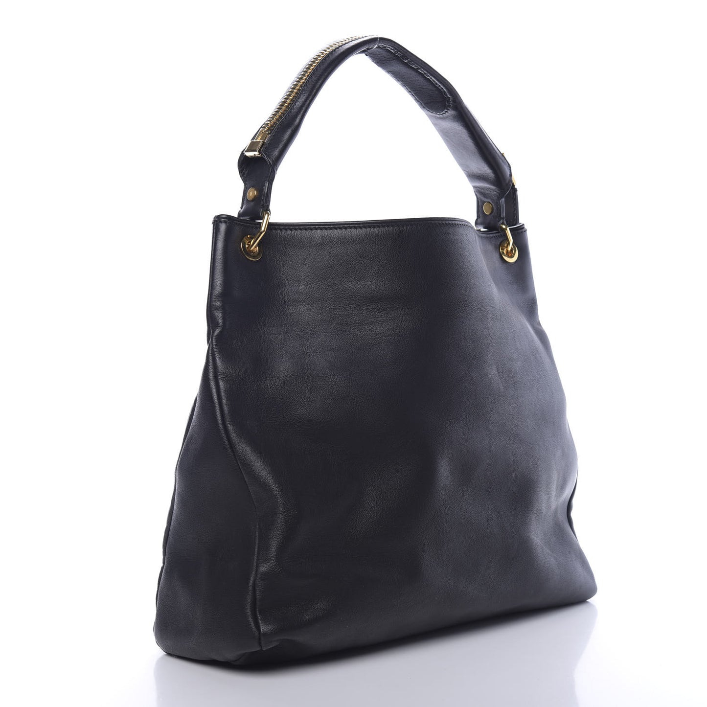 Calfskin Zipper Strap Hobo Black