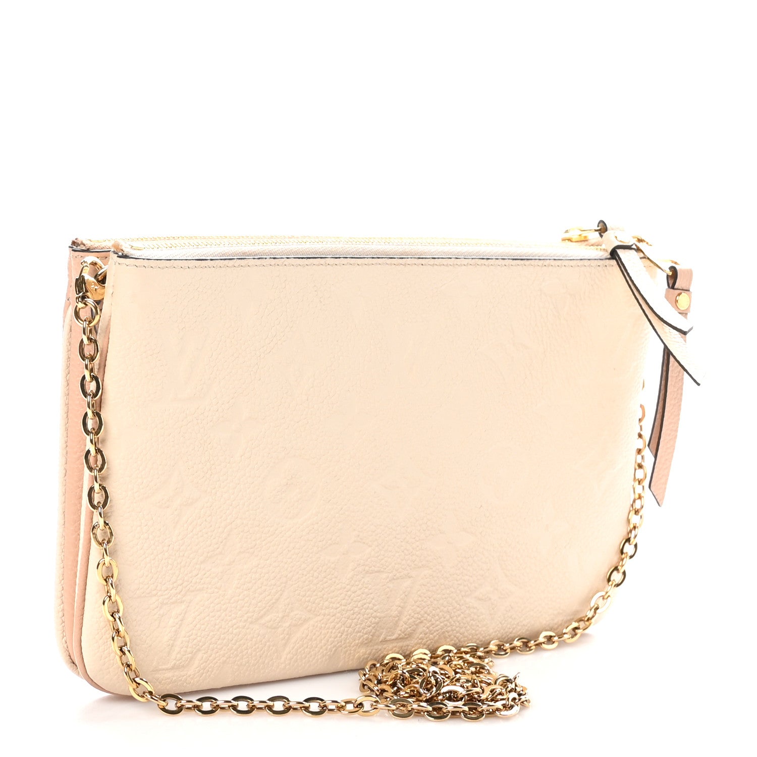 Louis Vuitton Empreinte Double Zip Pochette Beige Rose Creme 3 of 10