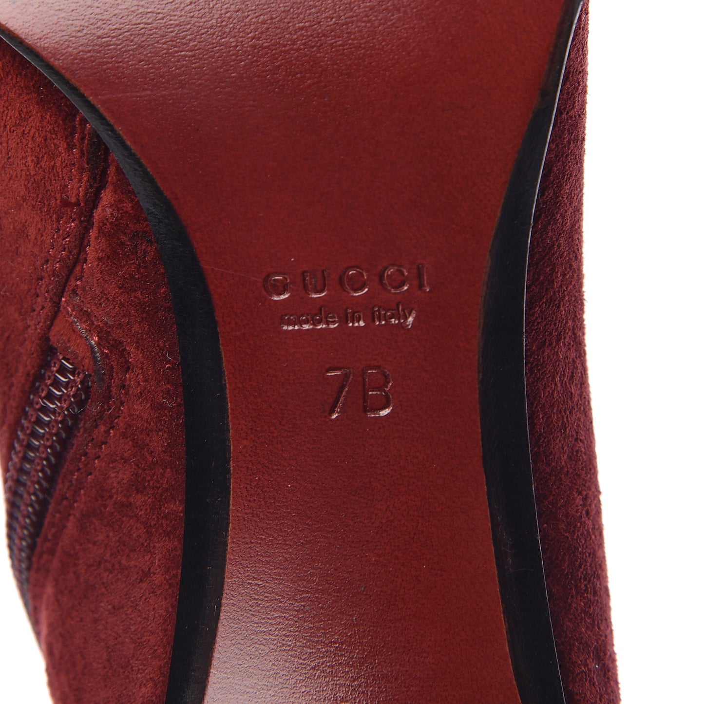 Suede Interlocking G Knee High Boots 7 Red
