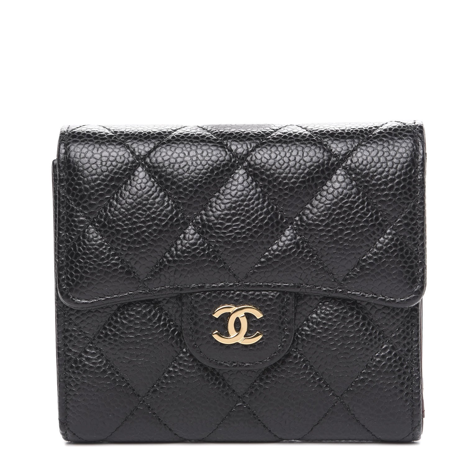 Chanel Caviar Quilted Compact Flap Wallet Black 1 of 8