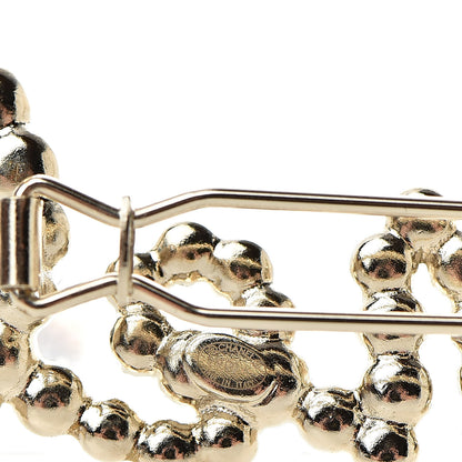 Chanel Metal Glass Swirling Pearls Hair Clip Gold 3 of 4