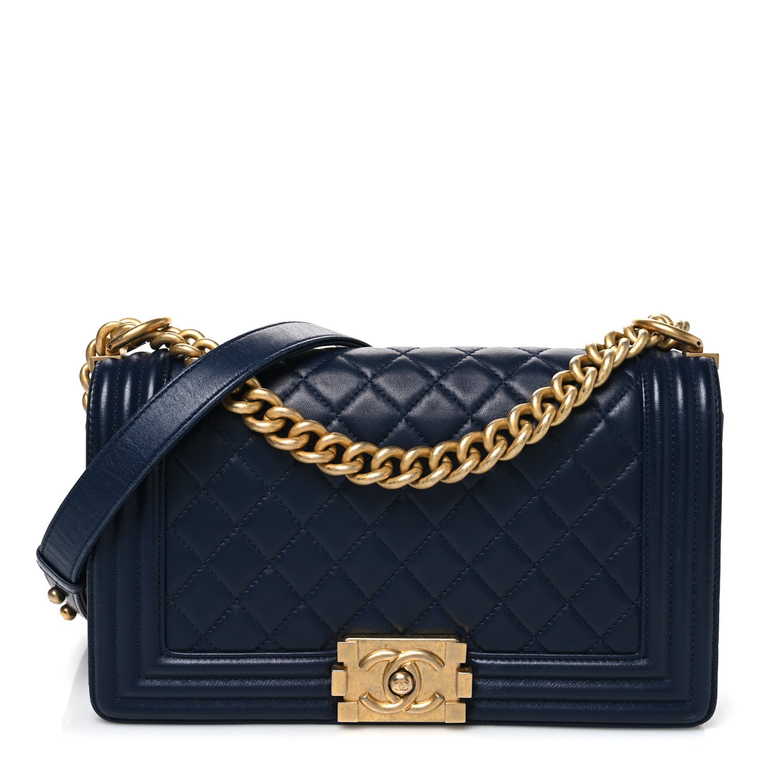 Chanel Lambskin Quilted Medium Boy Flap Dark Navy 1 of 10
