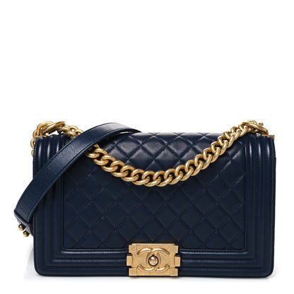Chanel Lambskin Quilted Medium Boy Flap Dark Navy 1 of 10