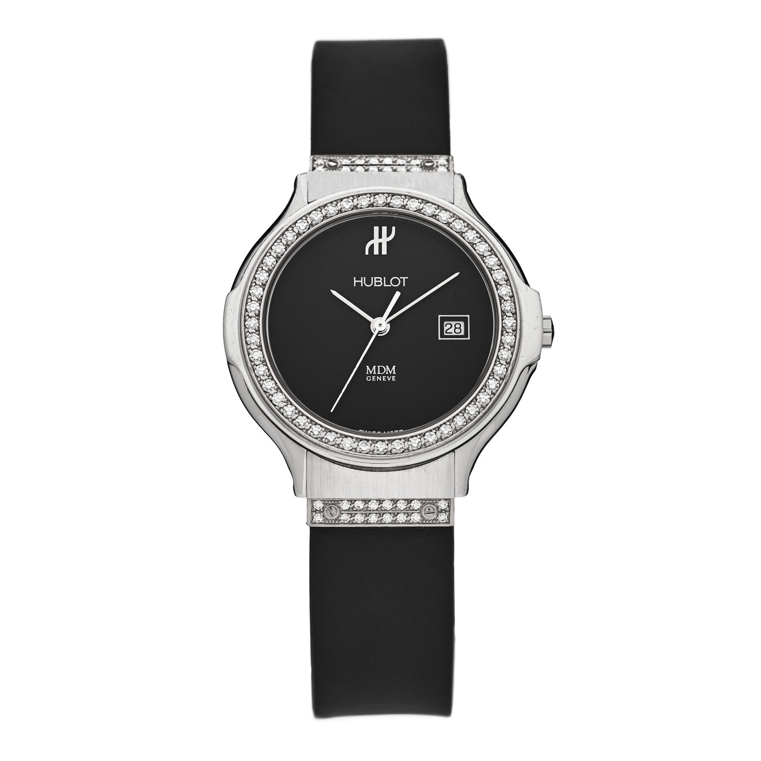 Hublot Stainless Steel Rubber Diamond Bezel 32mm Classic MDM Quartz Watch Black 1401.5.054 1 of 5