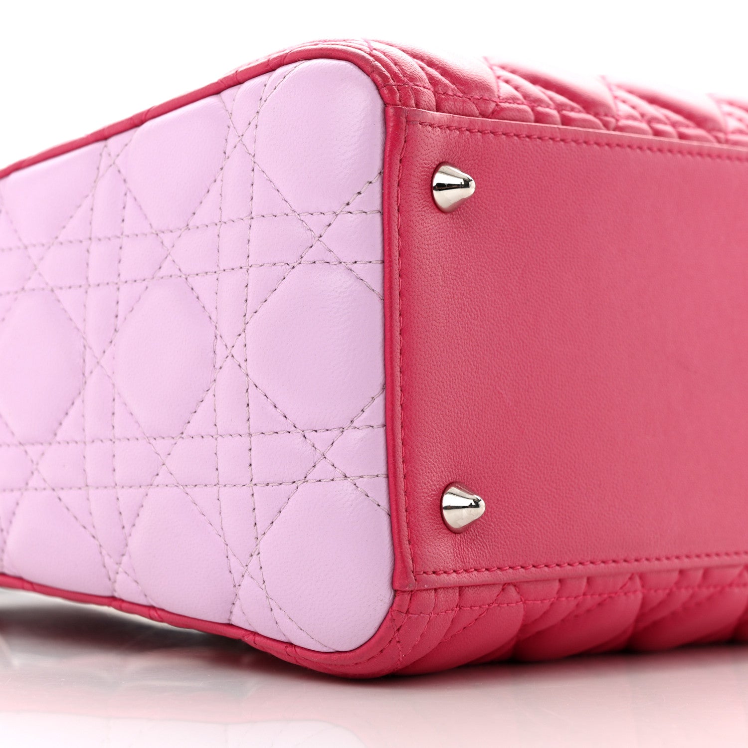 Christian Dior Lambskin Cannage Medium Tri-Color Lady Dior Fuchsia Anemone Black 9 of 10