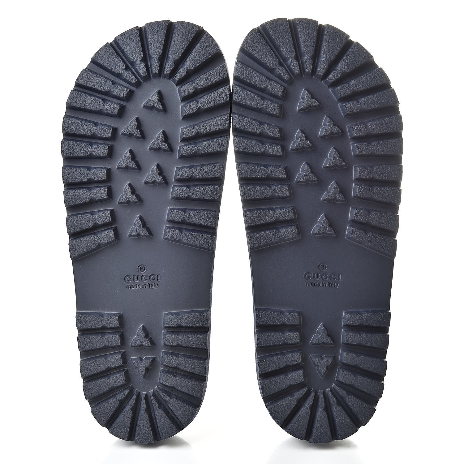 Gucci Calfskin Rubber GucciGhost Mens Lug Sole Slide Sandals 7 Blue Agata Hibiscus Red 5 of 8
