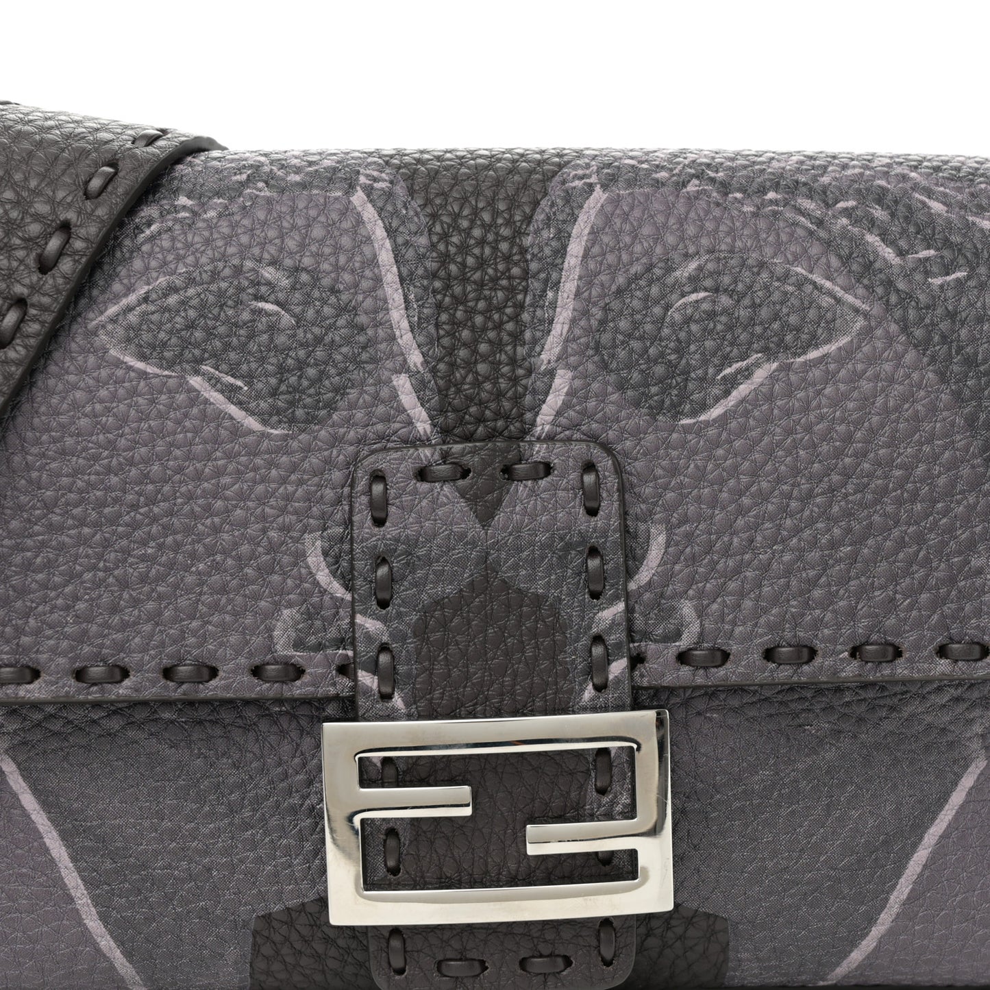 Cuoio Roma Colossal Head Of A Goddess Print Sellerissima Nappa Sintetica Tape Stitch Baguette Dark Purple