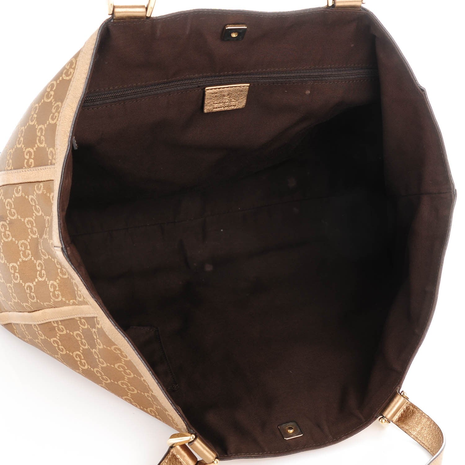 Gucci Satin Monogram Large Abbey Tote Metallic Bronze 5 of 7