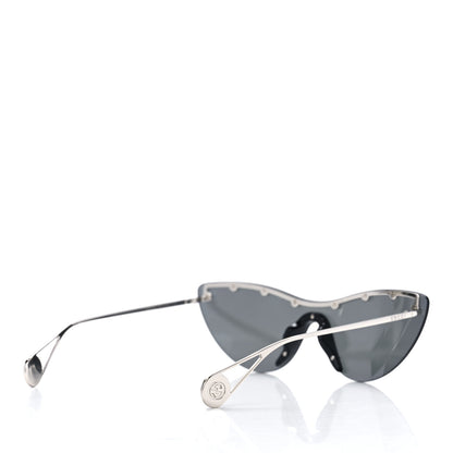 Gucci Metal Rimless Star Studded 90mm Cat Eye GG0666S Sunglasses Mirror Silver 4 of 7