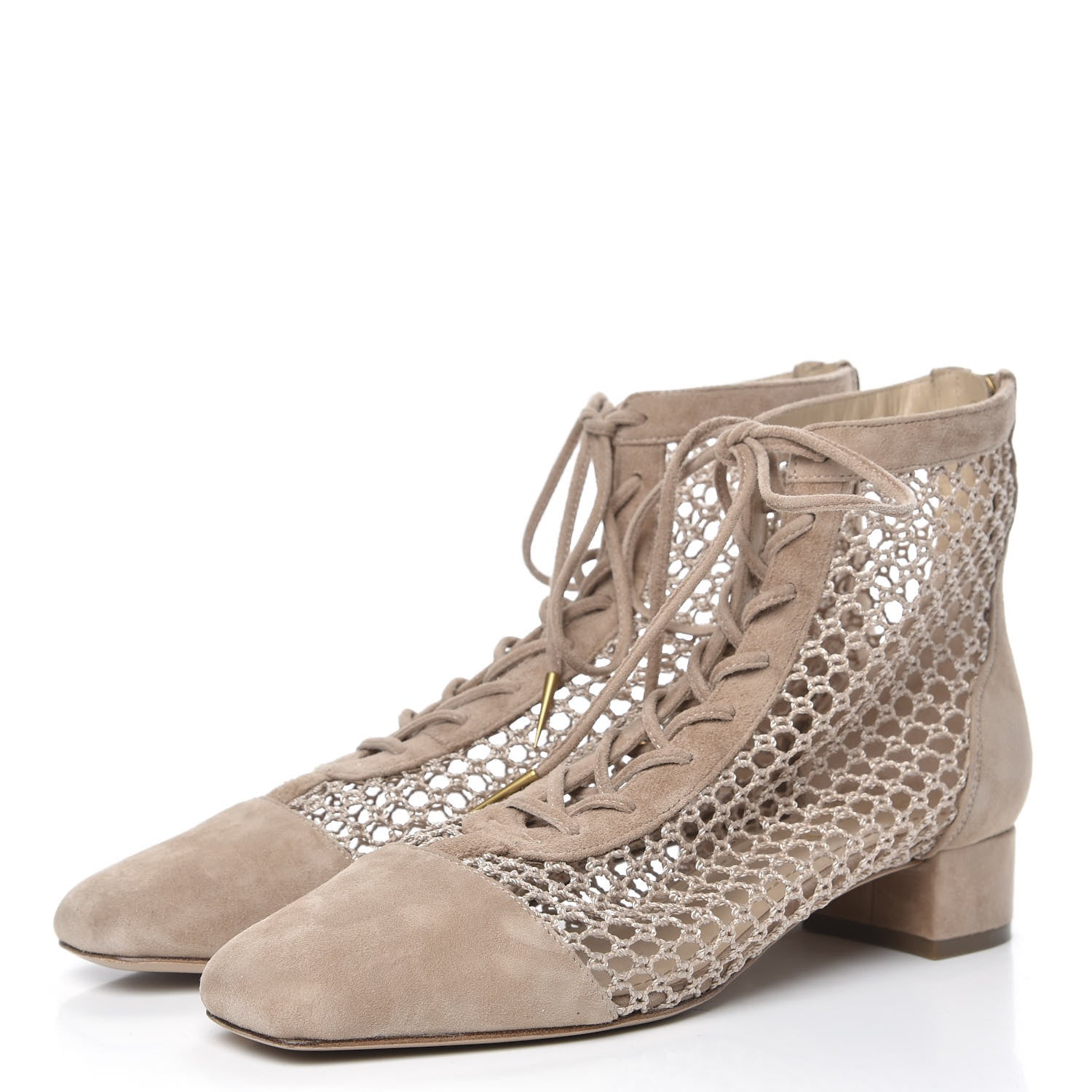 Christian Dior Suede Resille Naughtily-D 30mm Ankle Boots 38.5 Nude 3 of 8