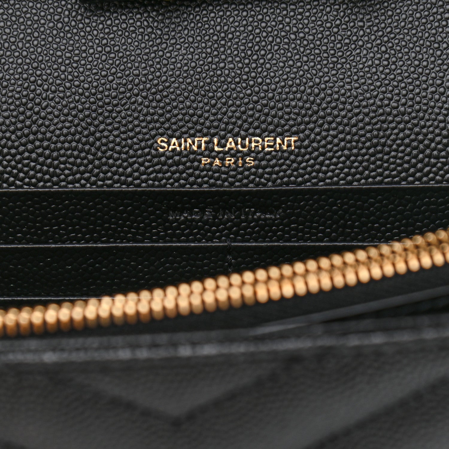 Saint Laurent Grain De Poudre Matelasse Chevron Monogram Chain Wallet Black 9 of 10