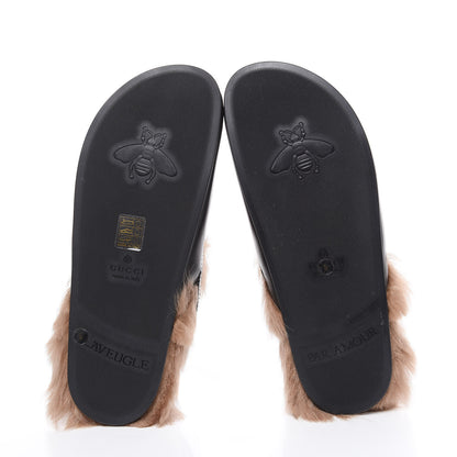 Gucci Calfskin Fur Mens Horsebit River Slingback Slippers 6 Black 5 of 10