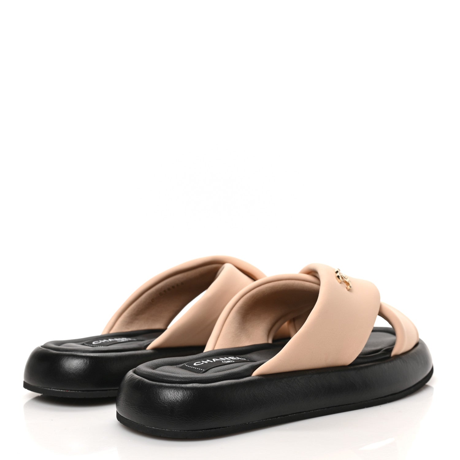 Chanel Fabric CC Mules Sandals 39 Light Beige 4 of 8