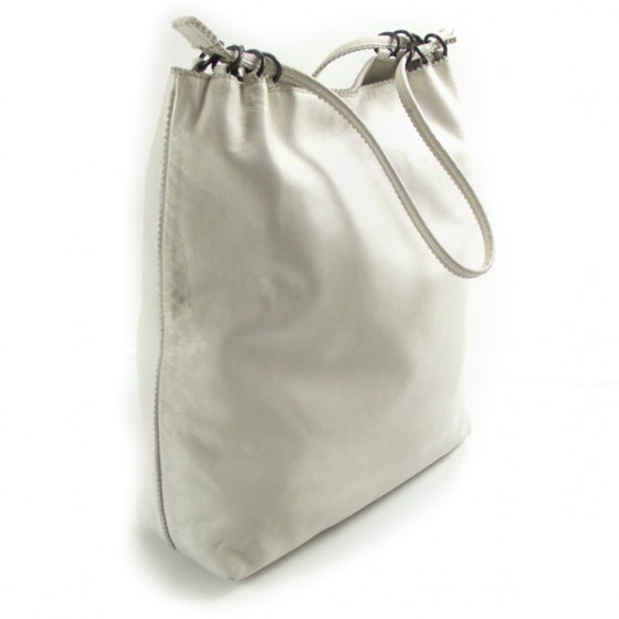 Leather Maxi Tote White