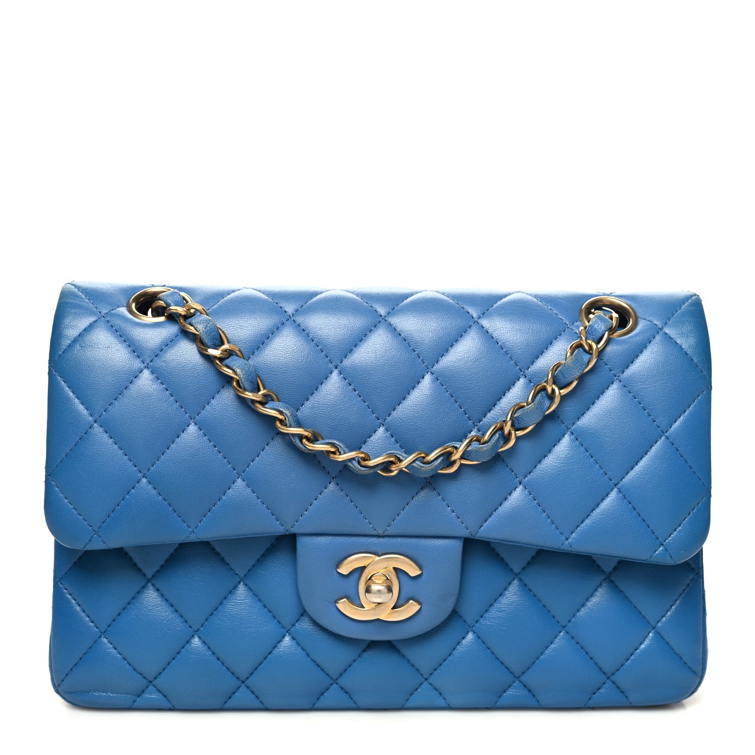 Chanel Lambskin Quilted Small Double Flap Blue 1 of 10