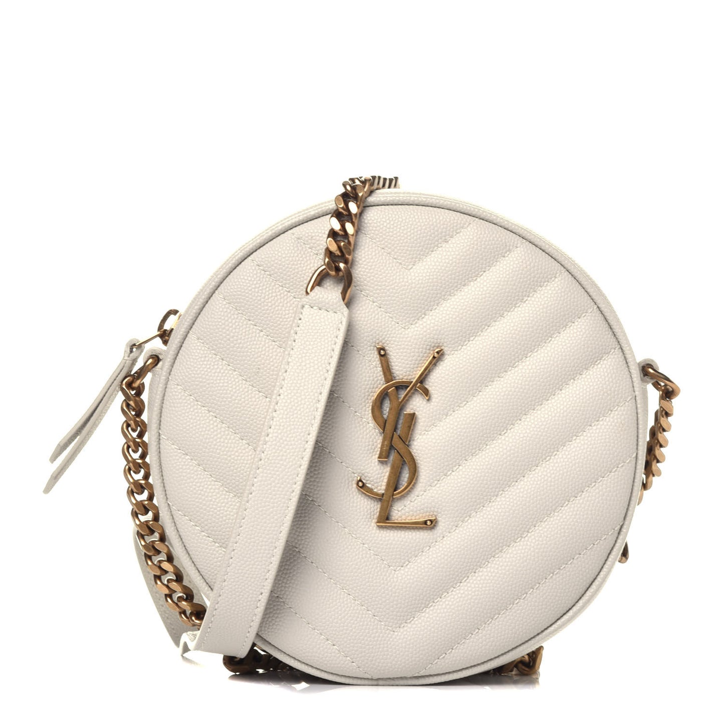 Grain De Poudre Matelasse Chevron Quilted Round Vinyle Camera Bag Crema Soft