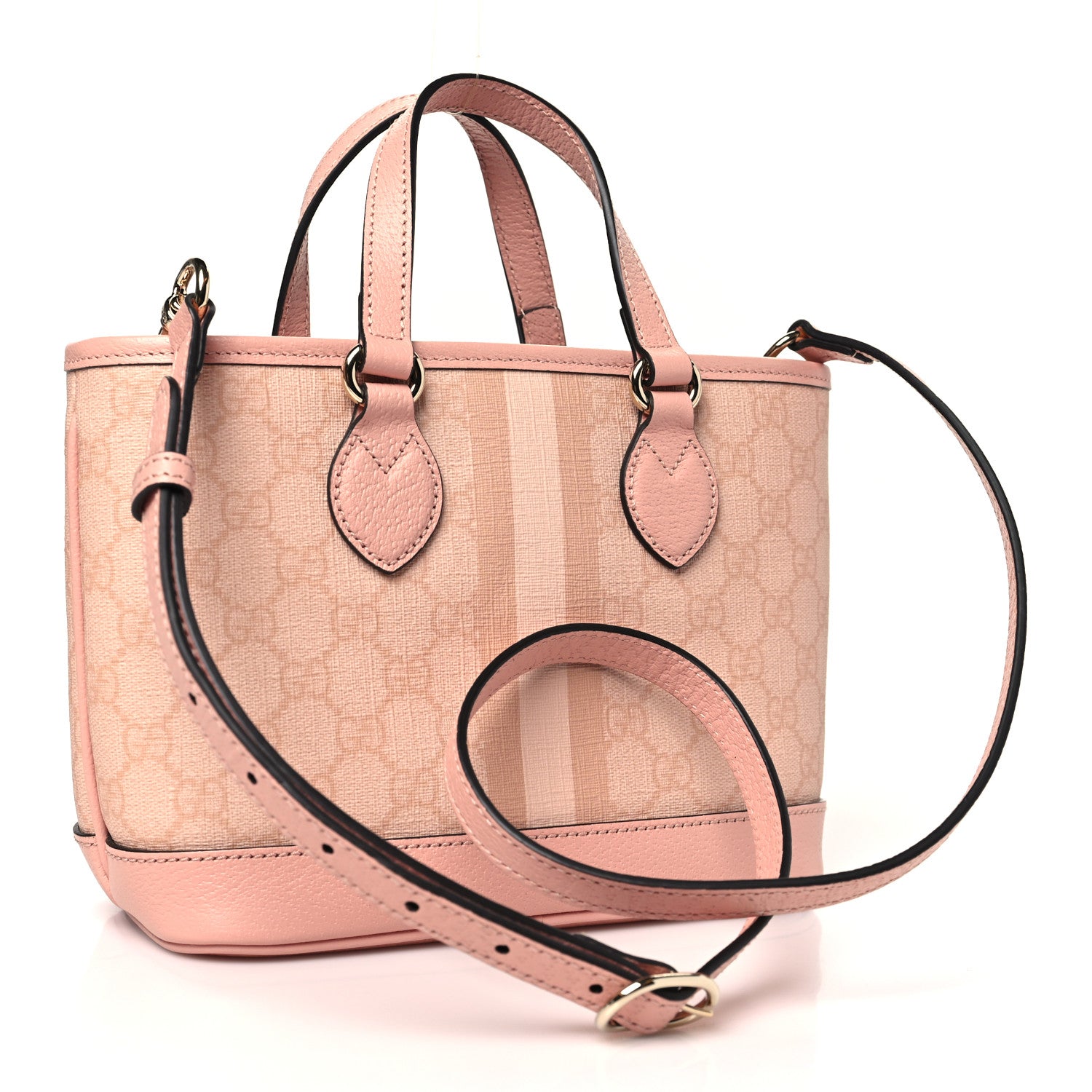 Gucci GG Supreme Monogram Textured Dollar Calfskin Mini Ophidia Shoulder Tote Bag Rose Pink 4 of 11