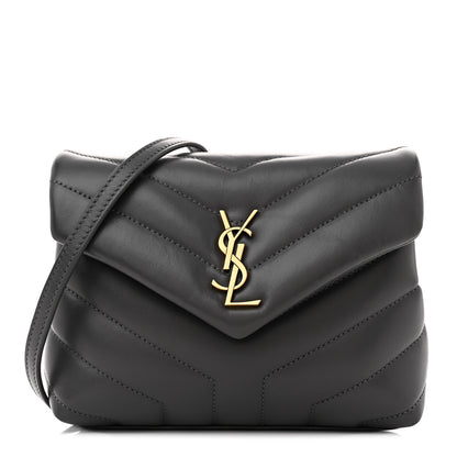 Saint Laurent Calfskin Y Quilted Monogram Toy Loulou Crossbody Bag Storm 1 of 13