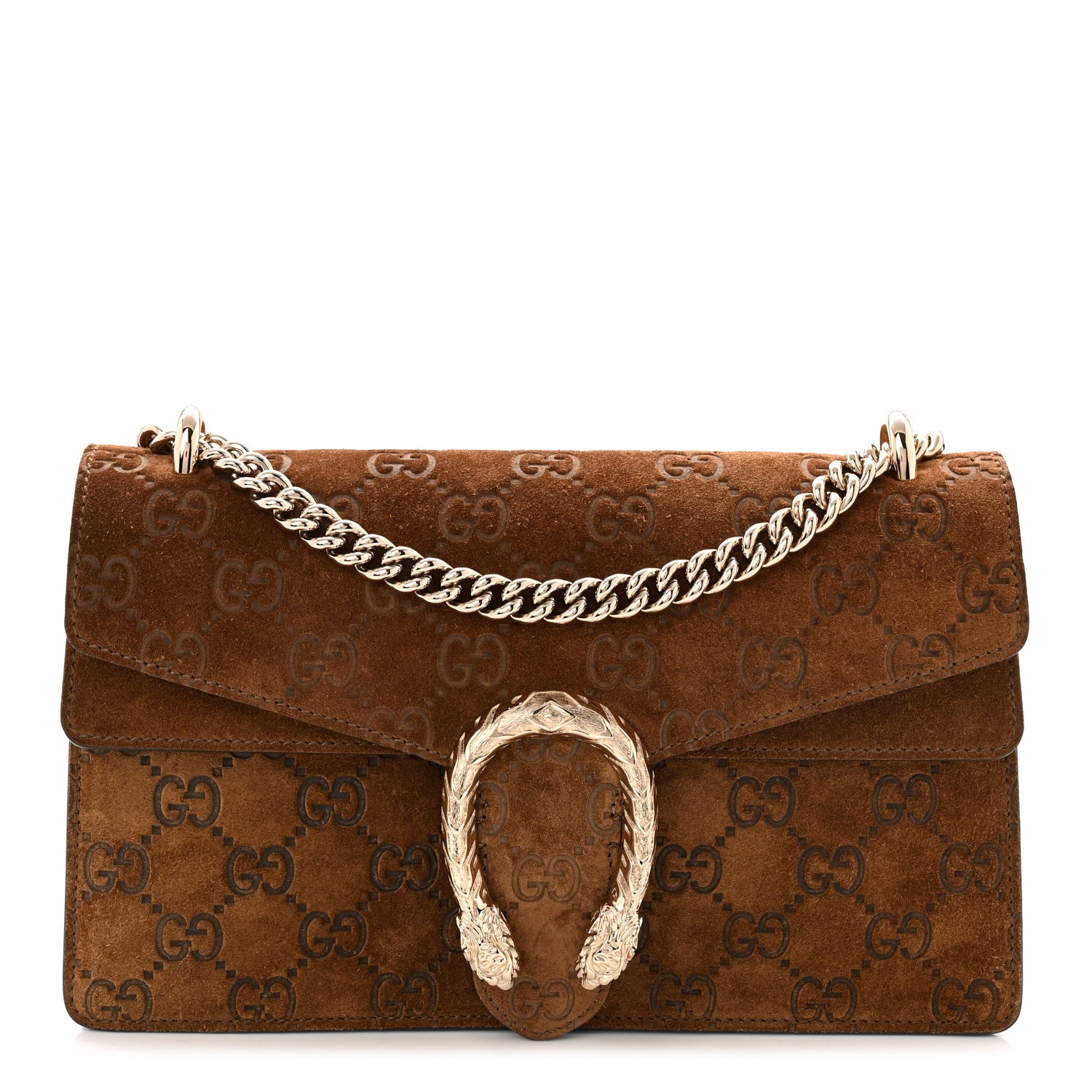 Gucci Suede Jumbo GG Debossed Small Dionysus Shoulder Bag Brown 1 of 10