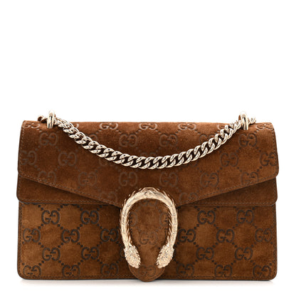 Gucci Suede Jumbo GG Debossed Small Dionysus Shoulder Bag Brown 1 of 10