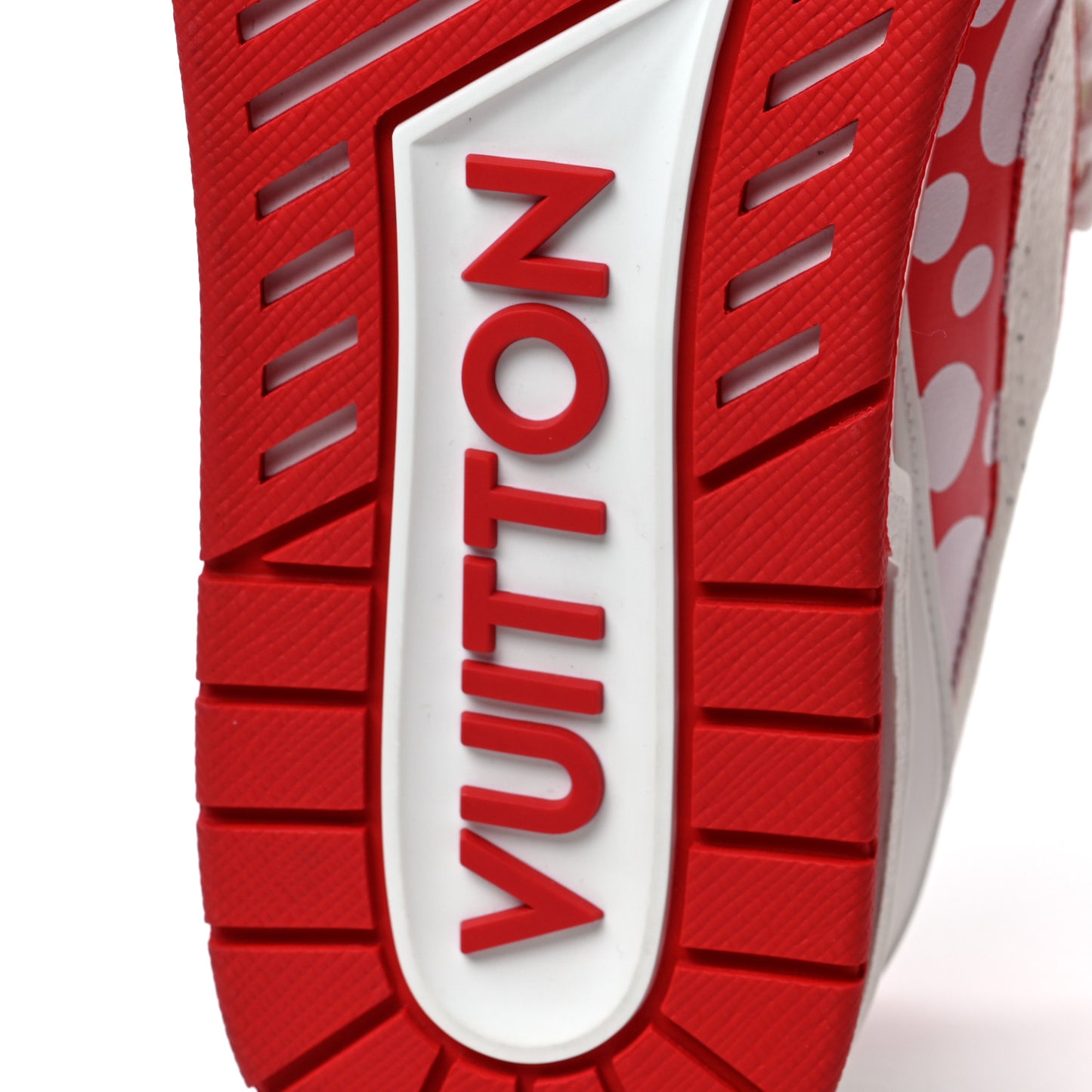 LV X YK Calfskin Printed Mens Infinity Dots Trainer Sneakers 10 White Red