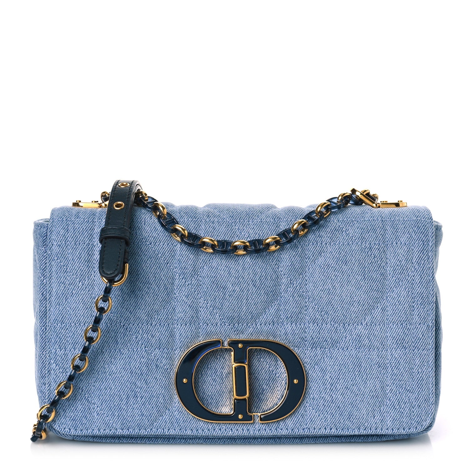 Christian Dior Denim Macrocannage Medium Caro Bag Blue 1 of 9