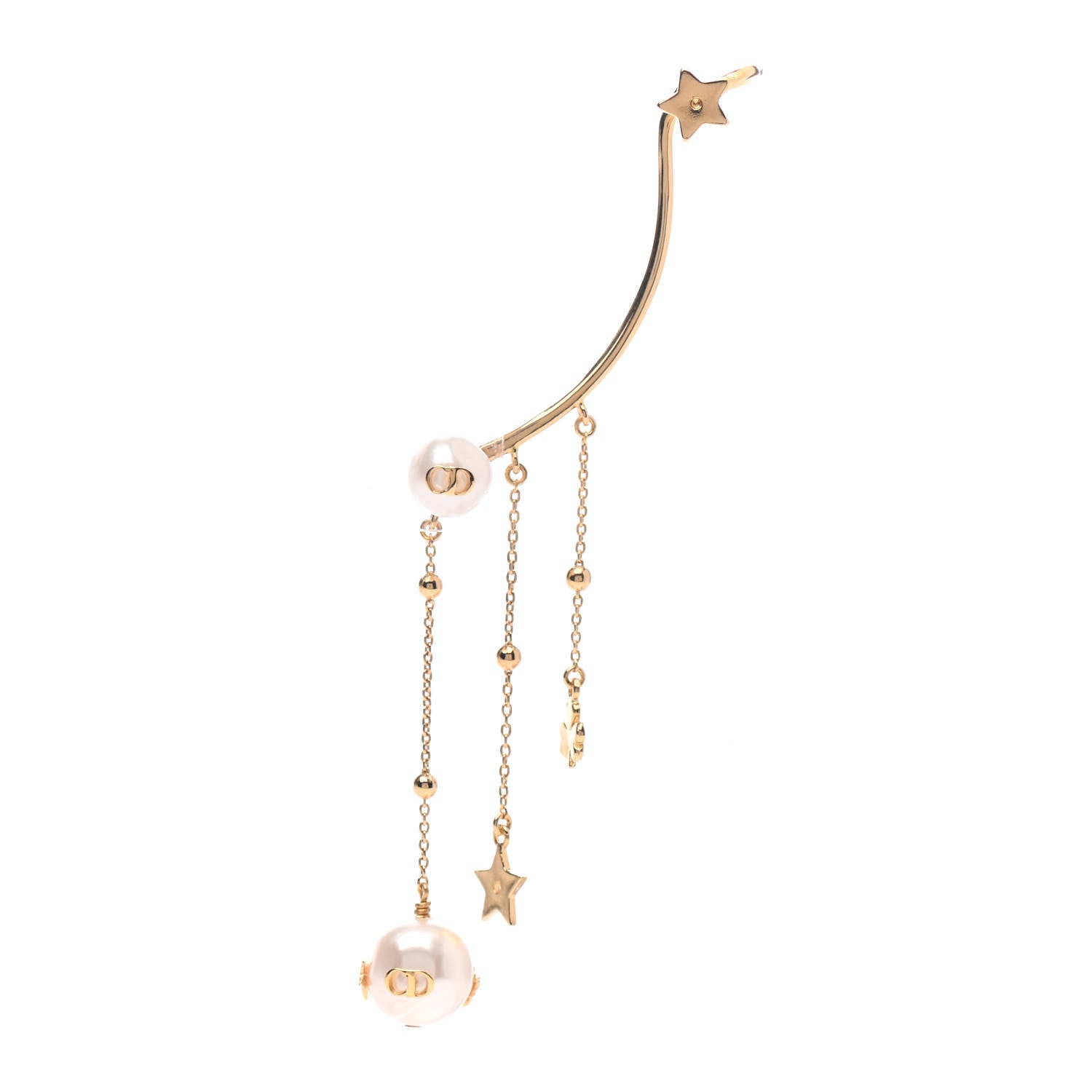 Christian Dior Pearl Shiny-D Earring Gold 1 of 3