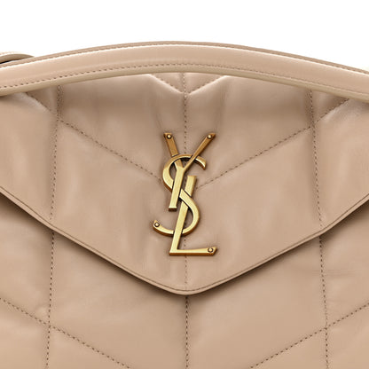 Saint Laurent Lambskin Quilted Small Loulou Puffer Monogram Chain Satchel Dark Beige 8 of 13