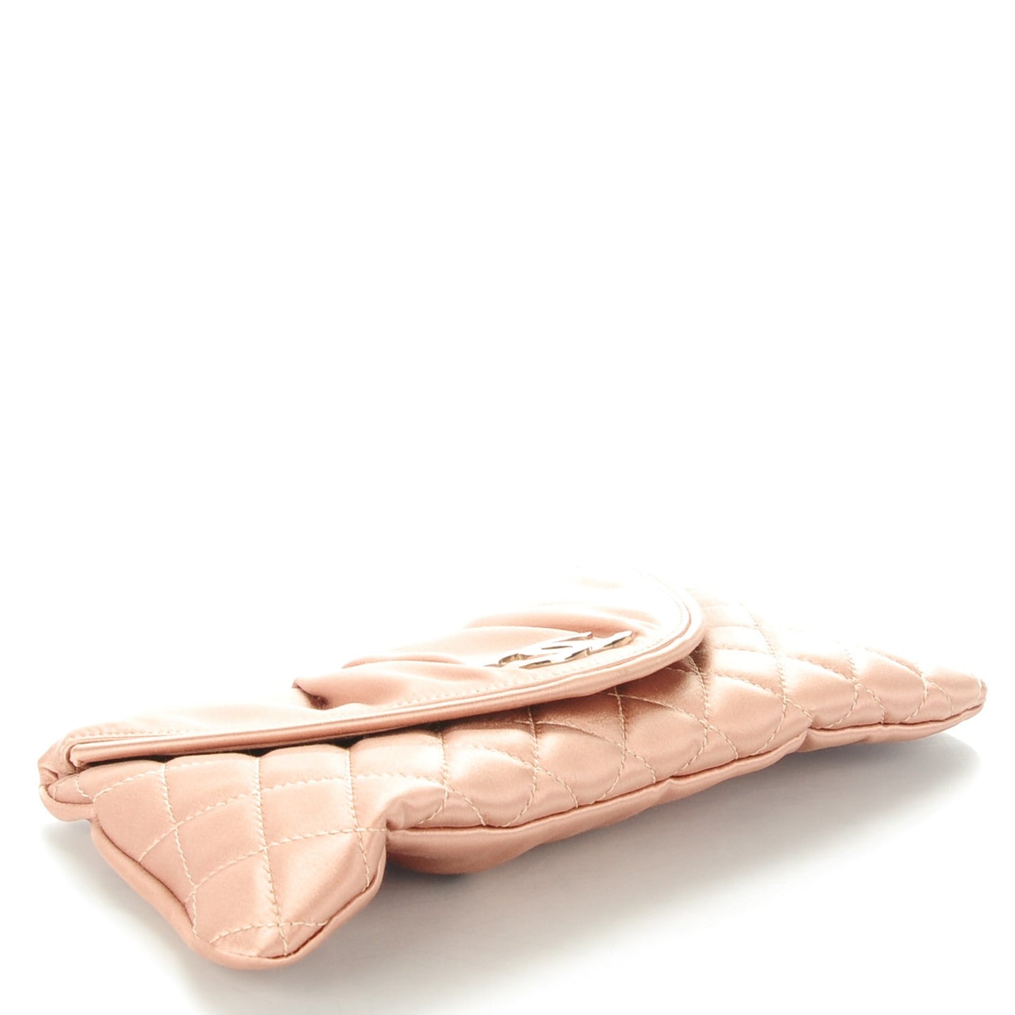 Satin Quilted Flap Clutch Pink