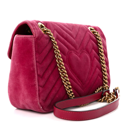 Gucci Velvet Matelasse Small GG Marmont Shoulder Bag Light Raspberry Rose 3 of 12