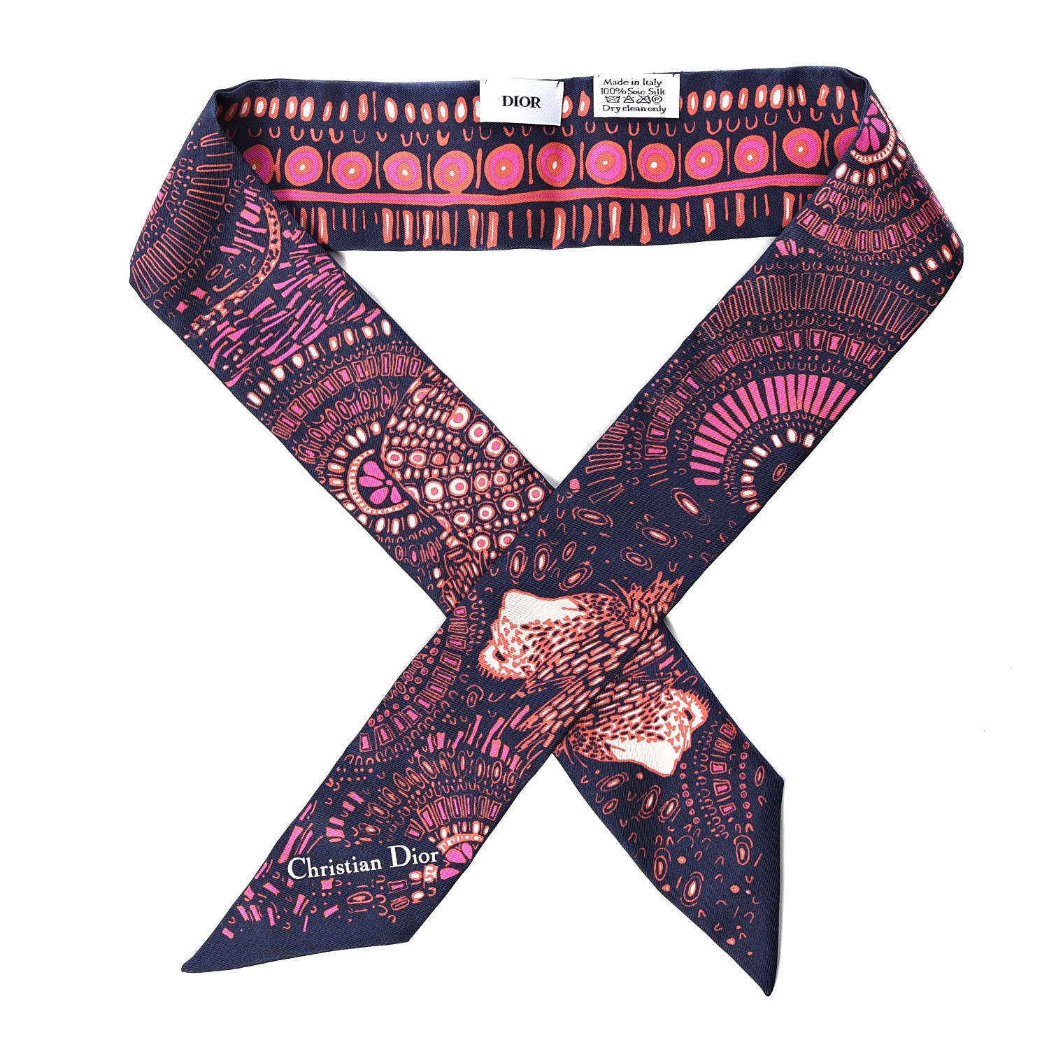 Christian Dior Silk Animals Lion Mitzah Scarf Pink 1 of 5