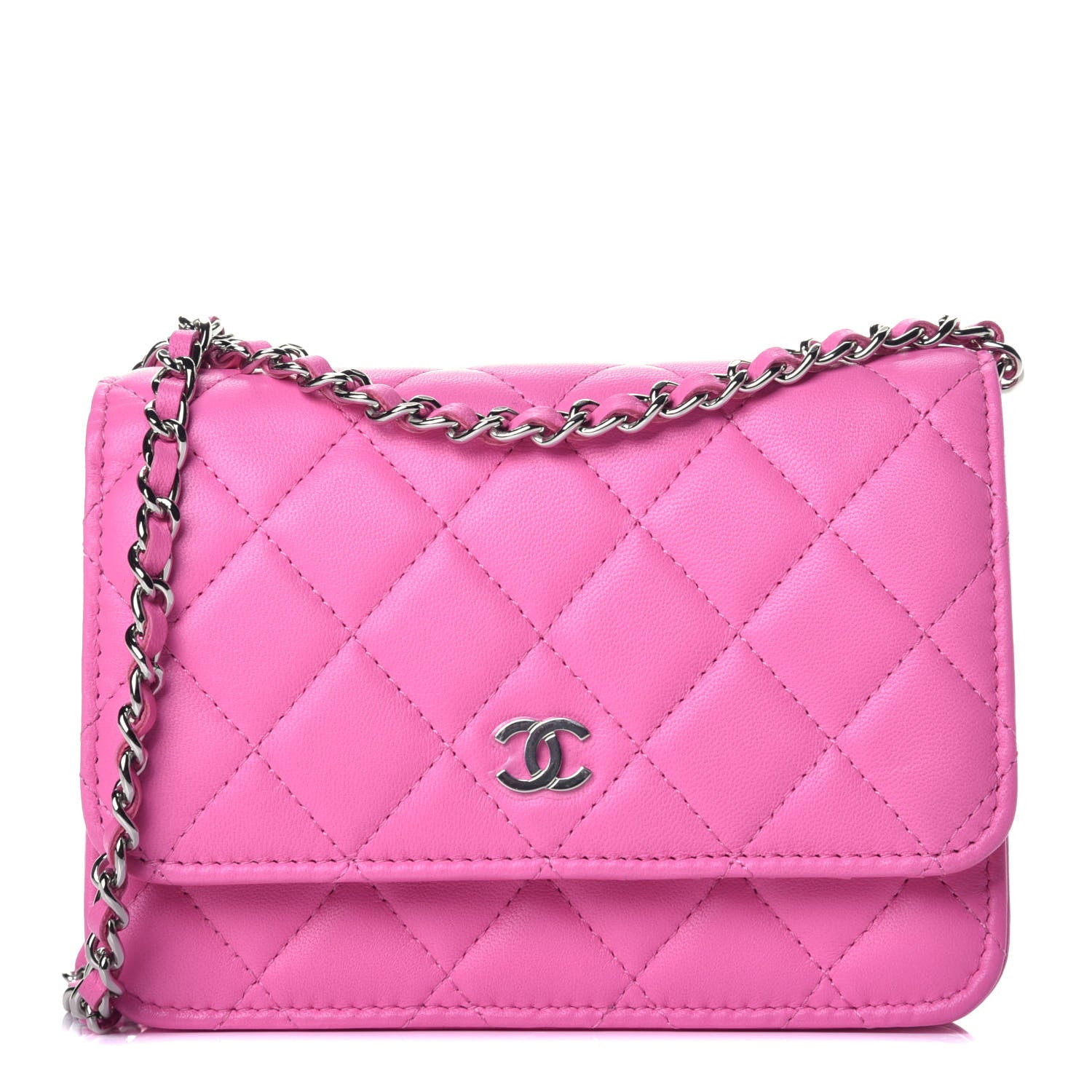 Chanel Lambskin Quilted Mini Wallet On Chain WOC Pink 1 of 10