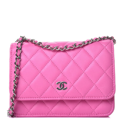 Chanel Lambskin Quilted Mini Wallet On Chain WOC Pink 1 of 10