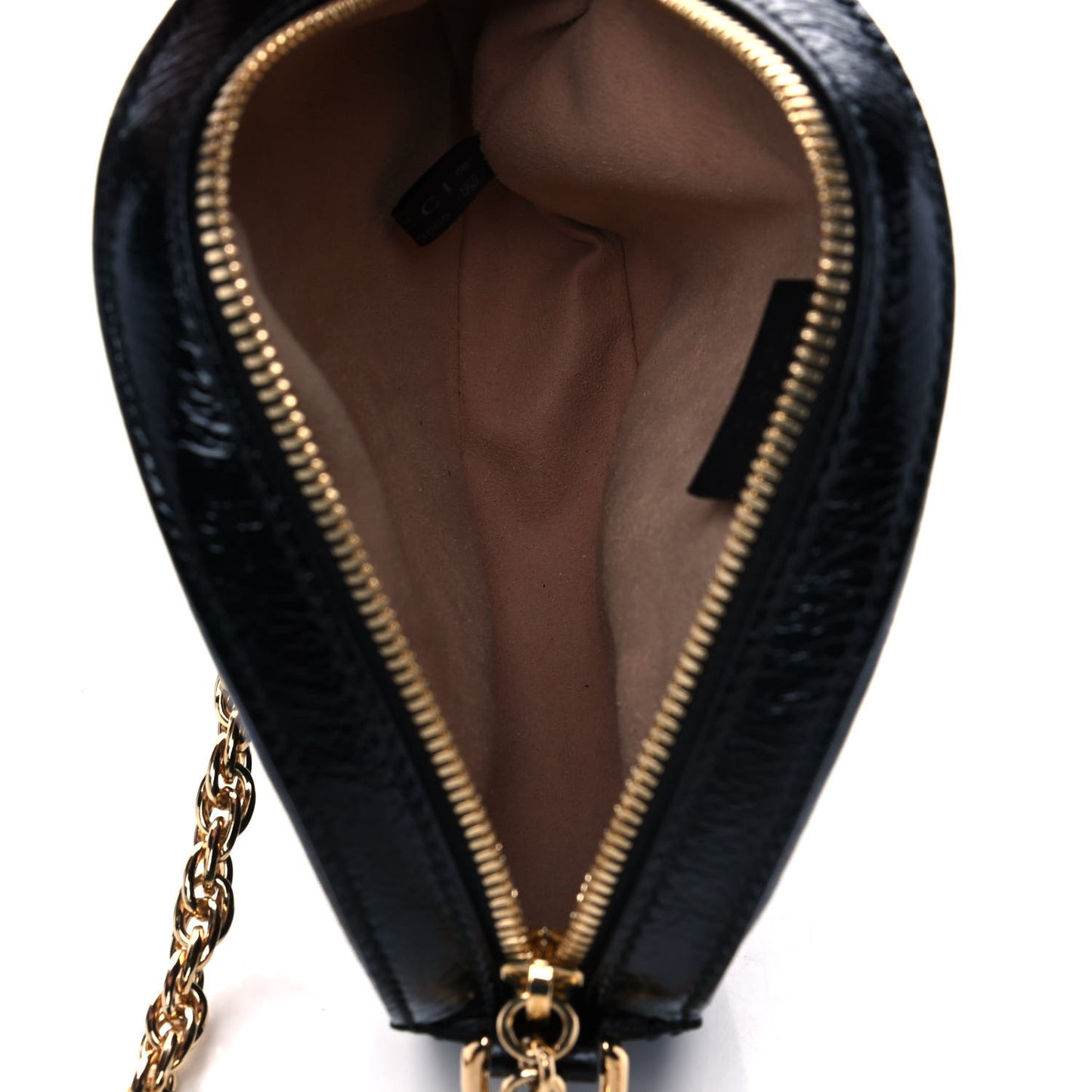 Suede Patent Web Mini Ophidia Round Shoulder Bag Black