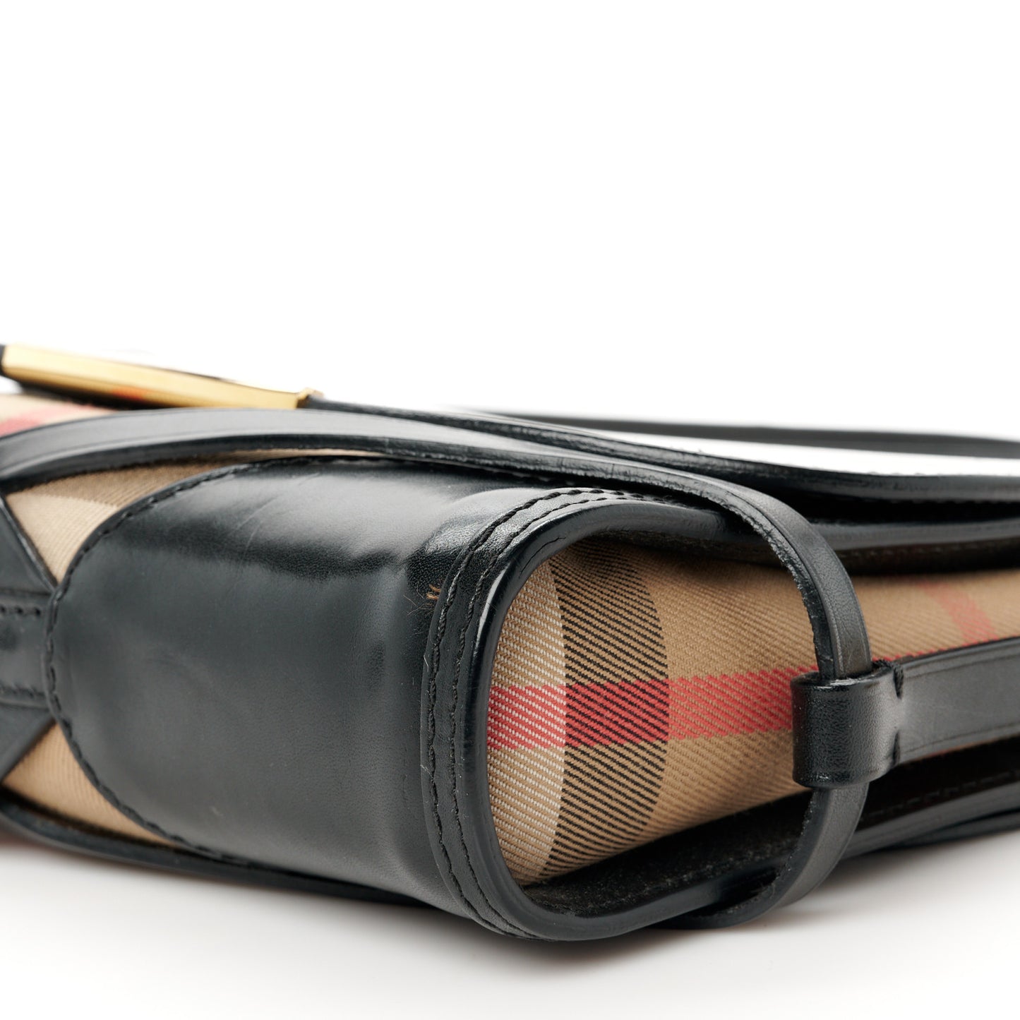 House Check Bridle Calfskin Small Abbott Crossbody Bag Black